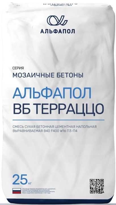 АЛЬФАПОЛ ВБ терраццо — мозаичный бетонный пол на белом цементе