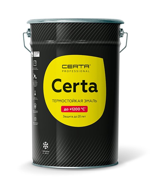 CERTA Professional — issiqqa chidamli korroziyaga qarshi emal, +1200 °C va termosikllar